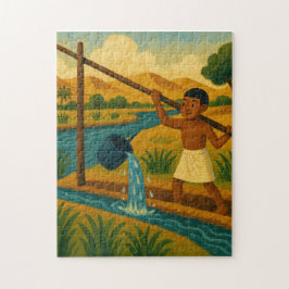 Ancient Shaduf Sacred Puzzle Blue Green