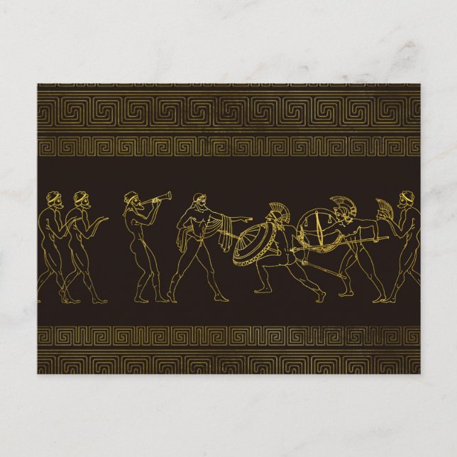 Ancient Sparta Greece-Szene auf griechischem Muste Postkarte (Vorderseite)