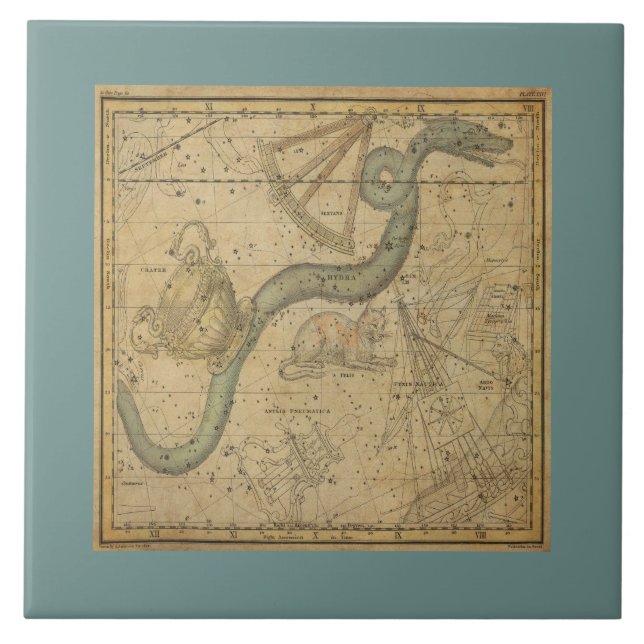Ancient Star Chart der Hydra-Konstellation Fliese (Vorderseite)