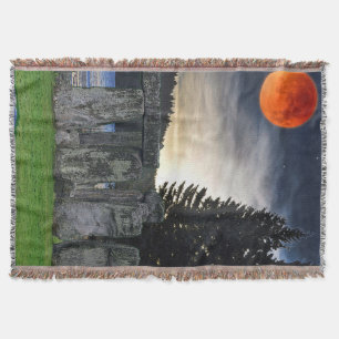 Ancient Stonehenge & Mystical Red Full Moon Decke