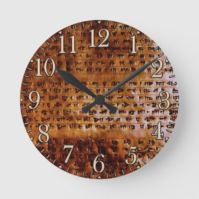 Ancient Sumerian Cuneiform Designer Clock Runde Wanduhr (Vorderseite)