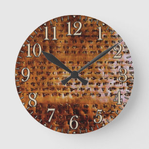 Ancient Sumerian Cuneiform Designer Clock Runde Wanduhr