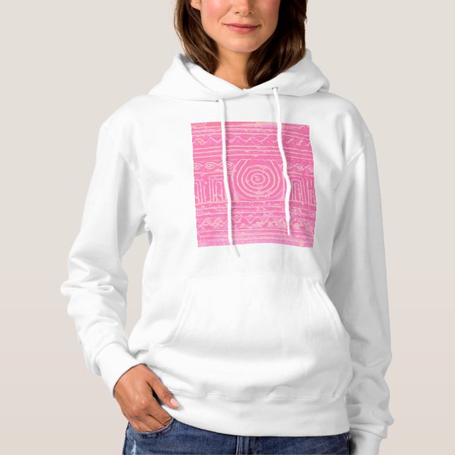 Ancient Sumerian Mesopotamian Muster Pink Hoodie (Vorderseite)