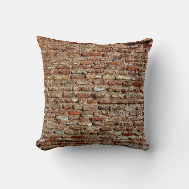 Ancient Textured Brick Wall Lal Killa indiziert Kissen (Vorderseite)