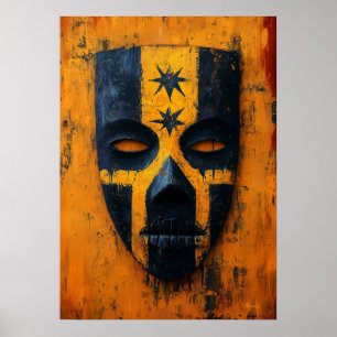 Ancient Warrior Mask - mesoamerikanischer Stammess Poster