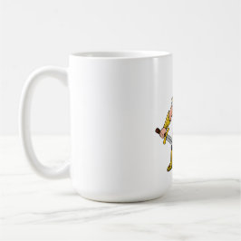 Ancient warrior with sword and shield in helmet an kaffeetasse