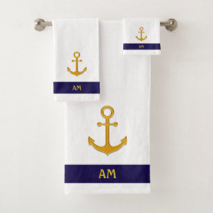 Ancrage et calligraphie nautique sur blanc & bleu 