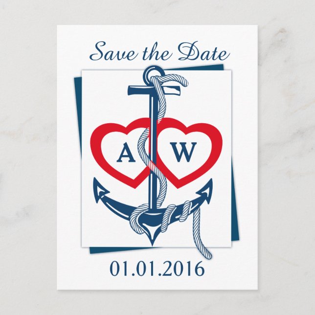 Ancrage nautique Enregistrer la date cartes postal (Devant)
