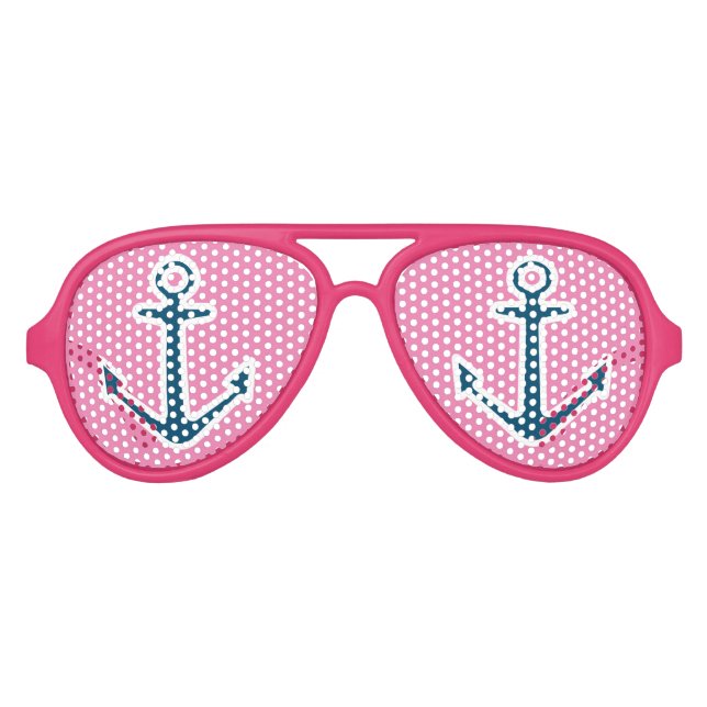 Ancrage nautique nuances drôles lunettes roses (Devant)