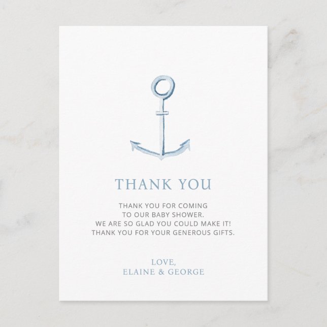 Ancre Beach Baby shower Carte de remerciements gar (Devant)