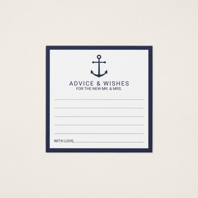 Ancre Bleu marine Nautique Mariage Conseils et voe (Devant)