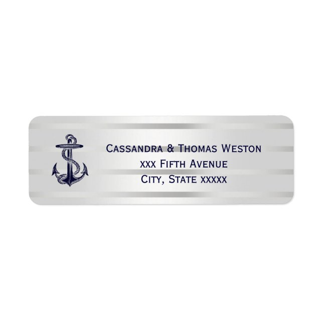 Ancre bleu marine Silver Wht Retn Étiquette de adr (Devant)