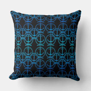 Ancre Bleu Nautique Motif Jeter Oreiller