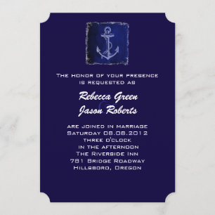 ancre bleu rustique faire-part de mariage nautique