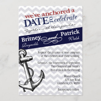 Ancre Bleue de la Marine Invitations de mariage na