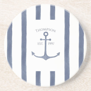 Ancre bleue marine Dessous de verre personnalisé