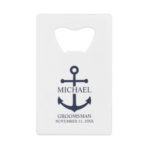 Ancre Bleue marine Nautique Groomsmen personnalisé