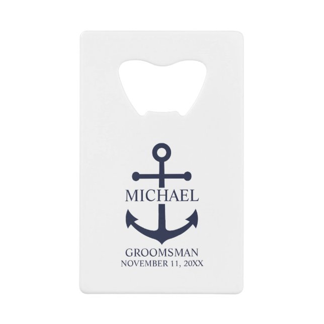 Ancre Bleue marine Nautique Groomsmen personnalisé (Devant)