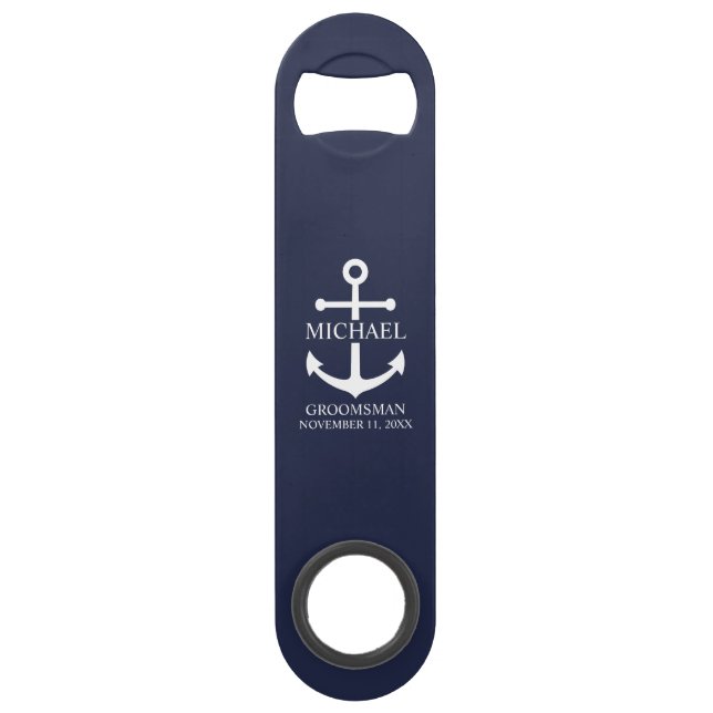 Ancre Bleue marine Nautique Groomsmen personnalisé (Devant)