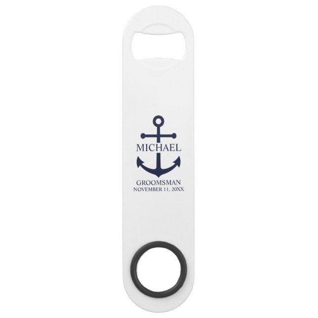 Ancre Bleue marine Nautique Groomsmen personnalisé (Devant)
