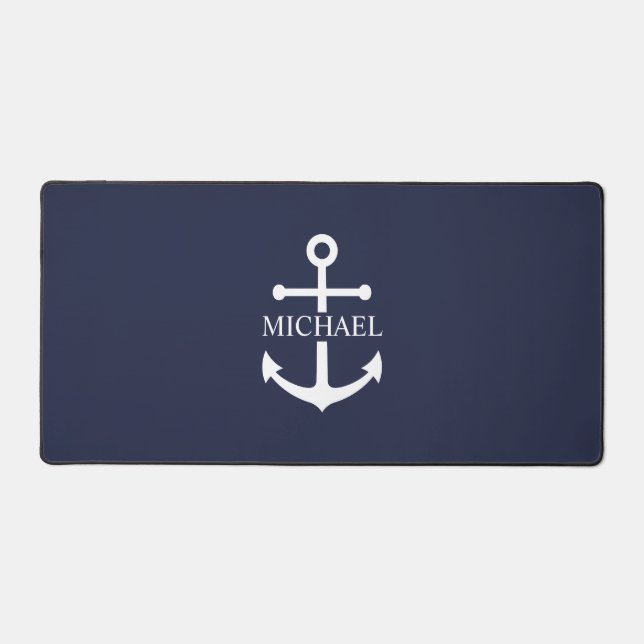 Ancre bleue marine Nom personnalisé (Recto)