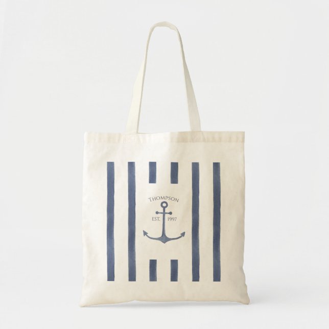 Ancre bleue marine Sac fourre-tout personnalisé (Devant)