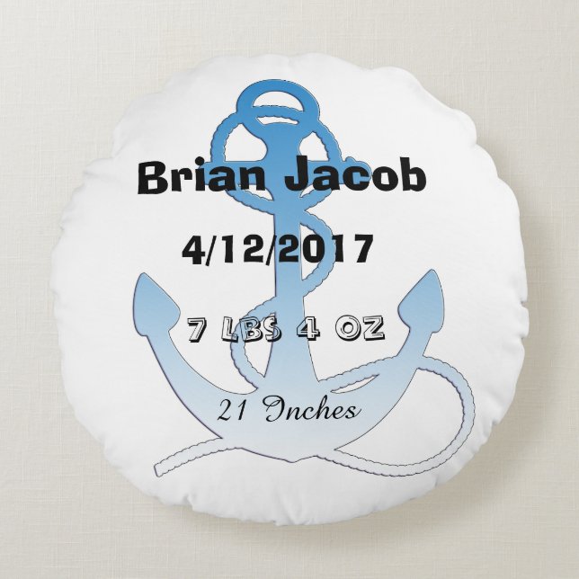 Ancre bleue Personnalisé Baby Boy Coussin (Devant)
