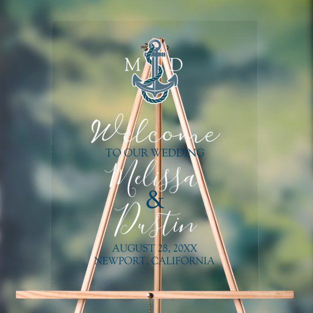 Ancre Bleue Plage Minimale Mariage nautique Accuei (Neutre)