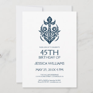 Ancre Blue Ornamental Boat Invitation de fête d'an