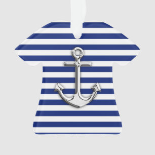 Ancre Chrome sur les rayures de marine Imprimer
