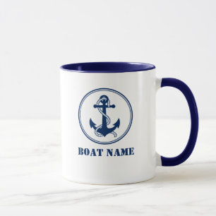 Ancre & corde Ajouter Nom de bateau Mug