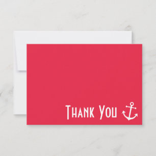 Ancre de bateau Merci Cartes de notes (Rouge)