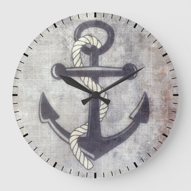Ancre de grungy nautique Horloge murale rustique (Recto)