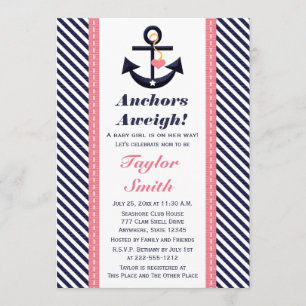Ancre de la marine rose Invitations de douches nau