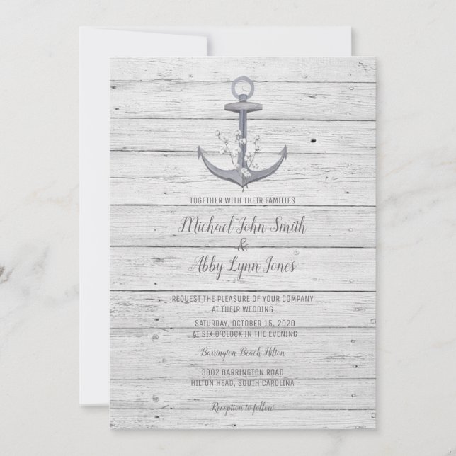 Ancre de plage Destination Wedding Invitation (Devant)