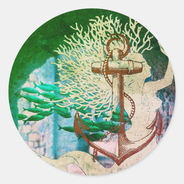 Ancre De Sirène Et École De Stickers De Poisson (Devant)