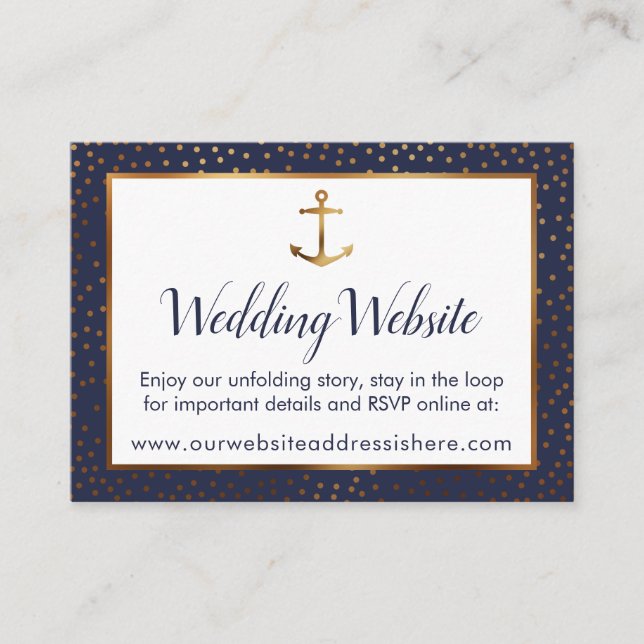 Ancre d'or Confetti sur les cartes du site Mariage (Devant)