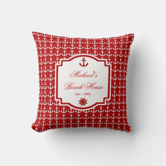 Ancre du navire Coussin nautique rouge (Recto)