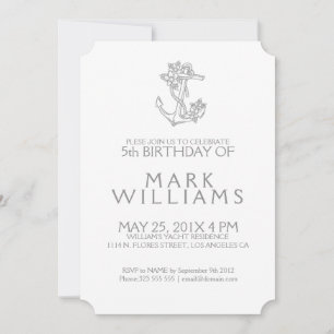 Ancre florale marine gris Invitation de fête d'ann