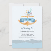 ancre florale nautique Invitation Anniversaire