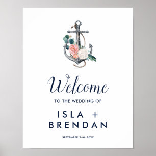 Ancre florale   Poster de bienvenue du Mariage d'é