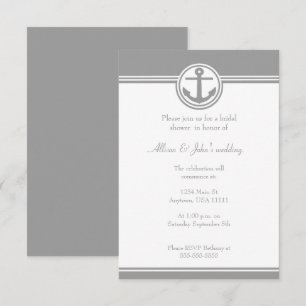 Ancre marine gris Invitation de douche nuptiale