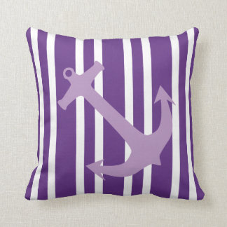 Ancre marine violet Coussin rayé