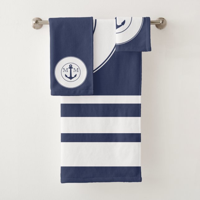 Ancre Monogramme bleu bleu marine (En situation)