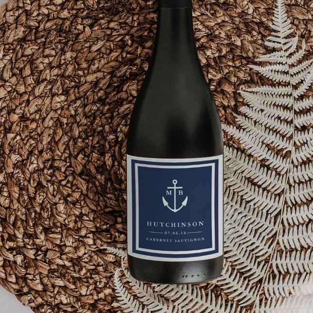 Ancre Monogramme Mariage Faveur Vins Étiquettes (Créateur téléchargé)