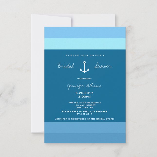 Ancre Nautical Bridal Shower Invitations (Devant)