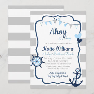 Ancre nautique Blue Boy Baby shower Invitation