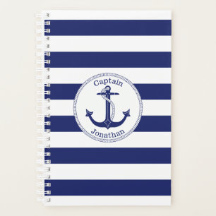 Ancre nautique Capitaine Marine Bleu Stripe
