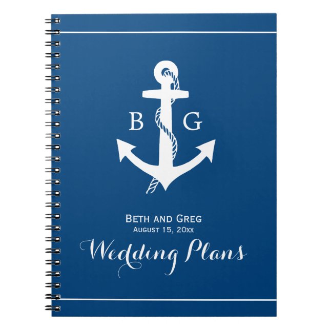 Ancre nautique Carnet Wedding planner Monogramme (Devant)