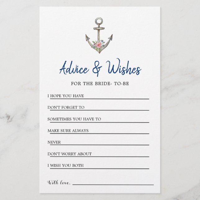 Ancre nautique - Carte Conseils & Voisins (Devant)